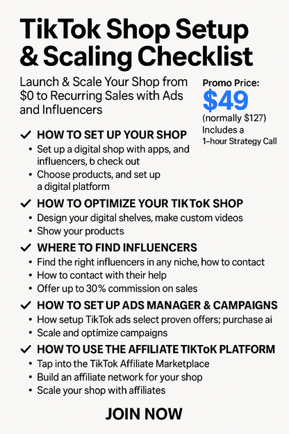 The TikTok Shop Full Checklist | Set Up, Ads, Marketing + Influencers